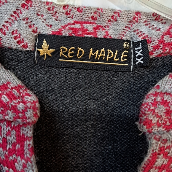 Red Maple Women's Sweater Dress Midi Length Jewel Button XXL Gray Leaves 3D - Picture 3 of 11